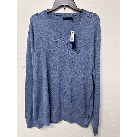 Nautica Men's Navtech Classic-Fit Soft V-Neck Sweater - Deep Anchor Heather XL - Picture 1 of 4